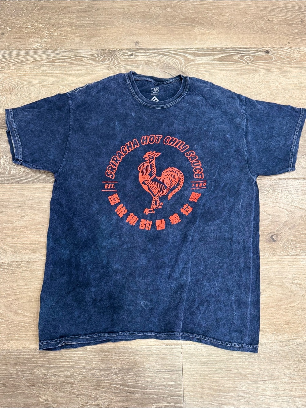 Sriracha Graphic Navy Short-Sleeve Tee with Red Print 1215